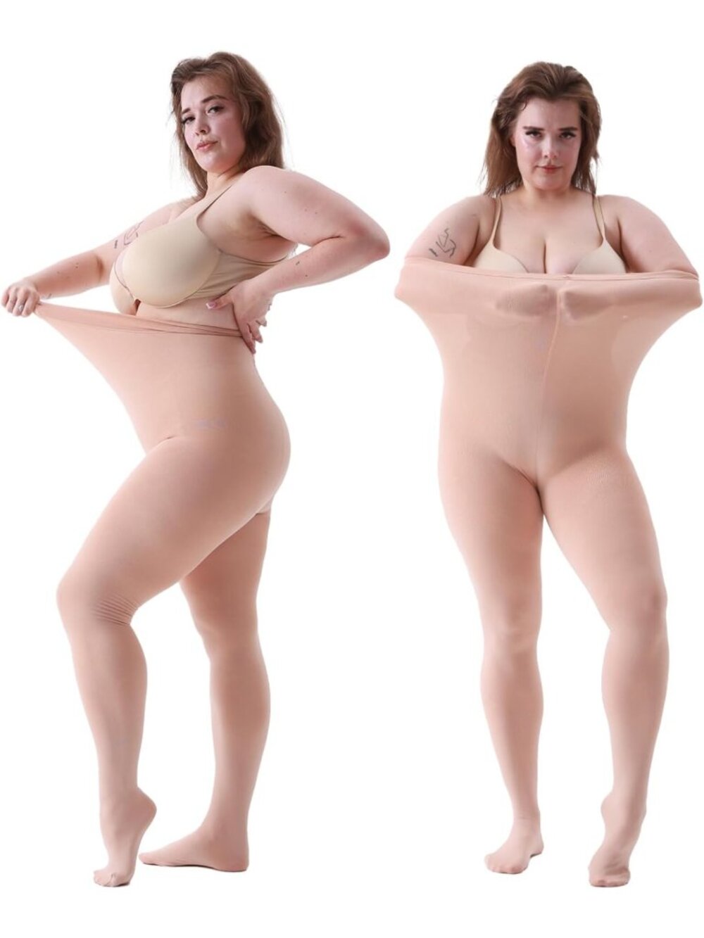 Plus Size Fleece Lined Tights for Women - 2 Pack, Warm & Cozy 200D Leggings